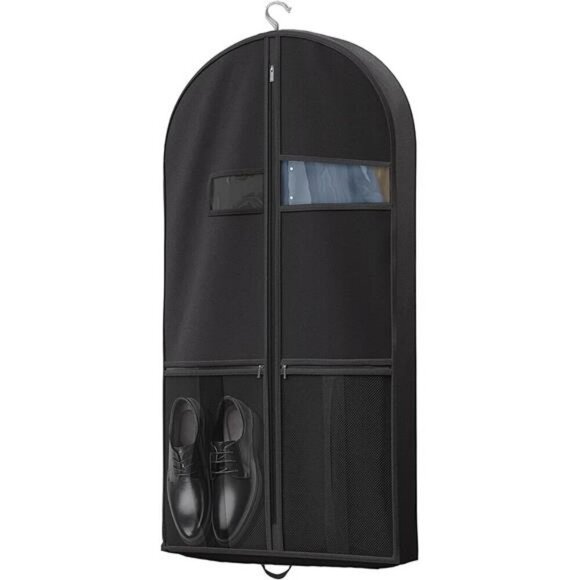 Travel Garment Bag with Zipper Pocket Suit Bag for Suits Dresses Coats - Picture 1 of 7